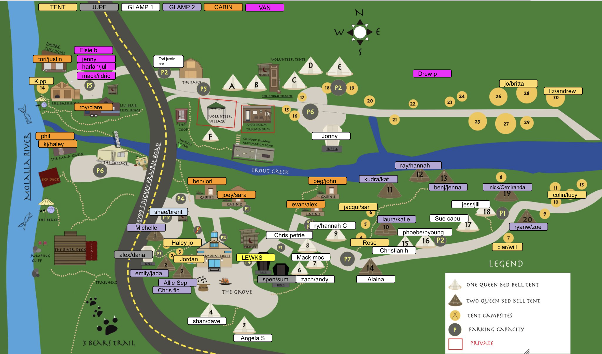 Camp lodgings map